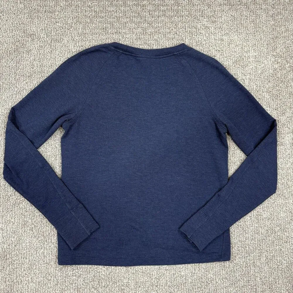 Nike Shirt Womens Medium Blue Dri-FIT Long Sleeve Swoosh Running Gym Training